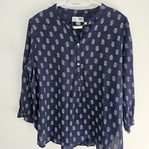 Old Navy Dark Blue Floral Blouse